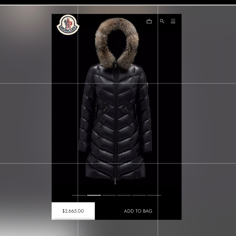 MONCLER
Fulmarus Fur-Trim Hood Chevron Puffer Coat ( size 1)